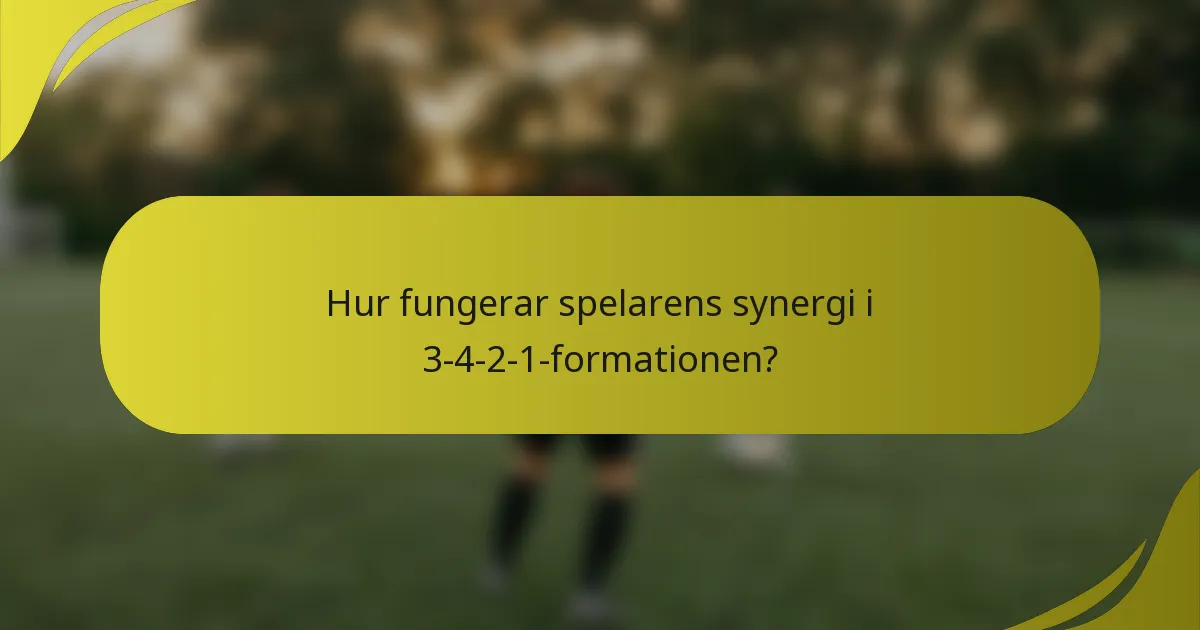 Hur fungerar spelarens synergi i 3-4-2-1-formationen?
